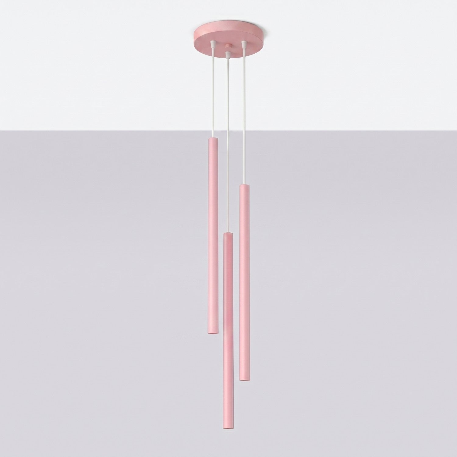 Suspension Pastelo 3 en grappe tubes fins rose G9, vue 2
