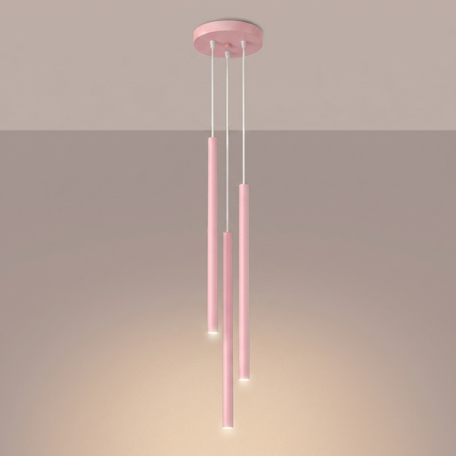 Suspension Pastelo 3 en grappe tubes fins rose G9, vue 3