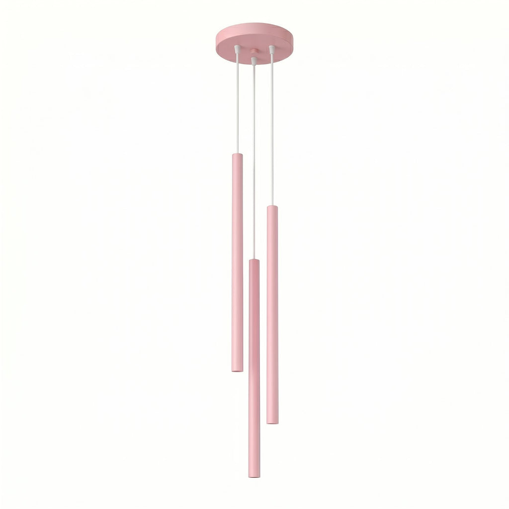 Suspension Pastelo 3 en grappe tubes fins rose G9