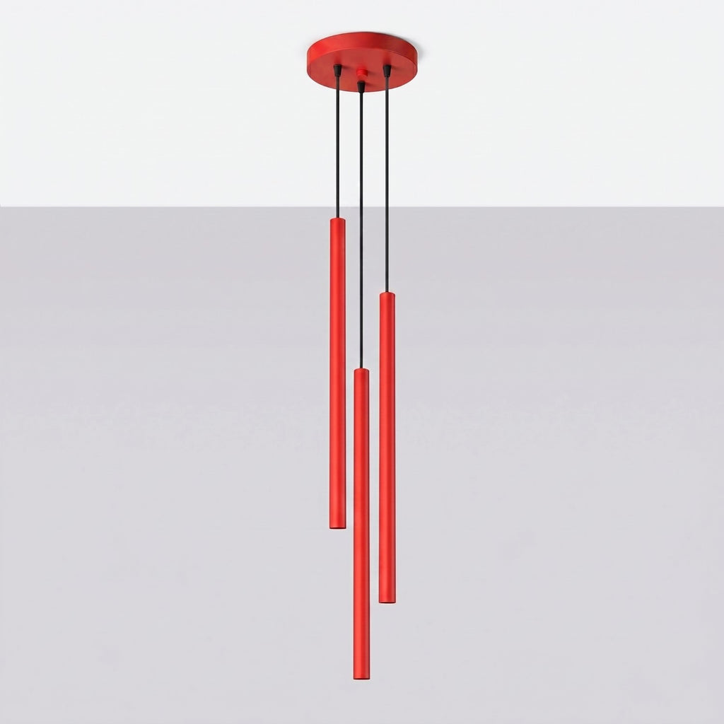 Suspension Pastelo 3 en grappe tubes fins rouge G9, vue 2