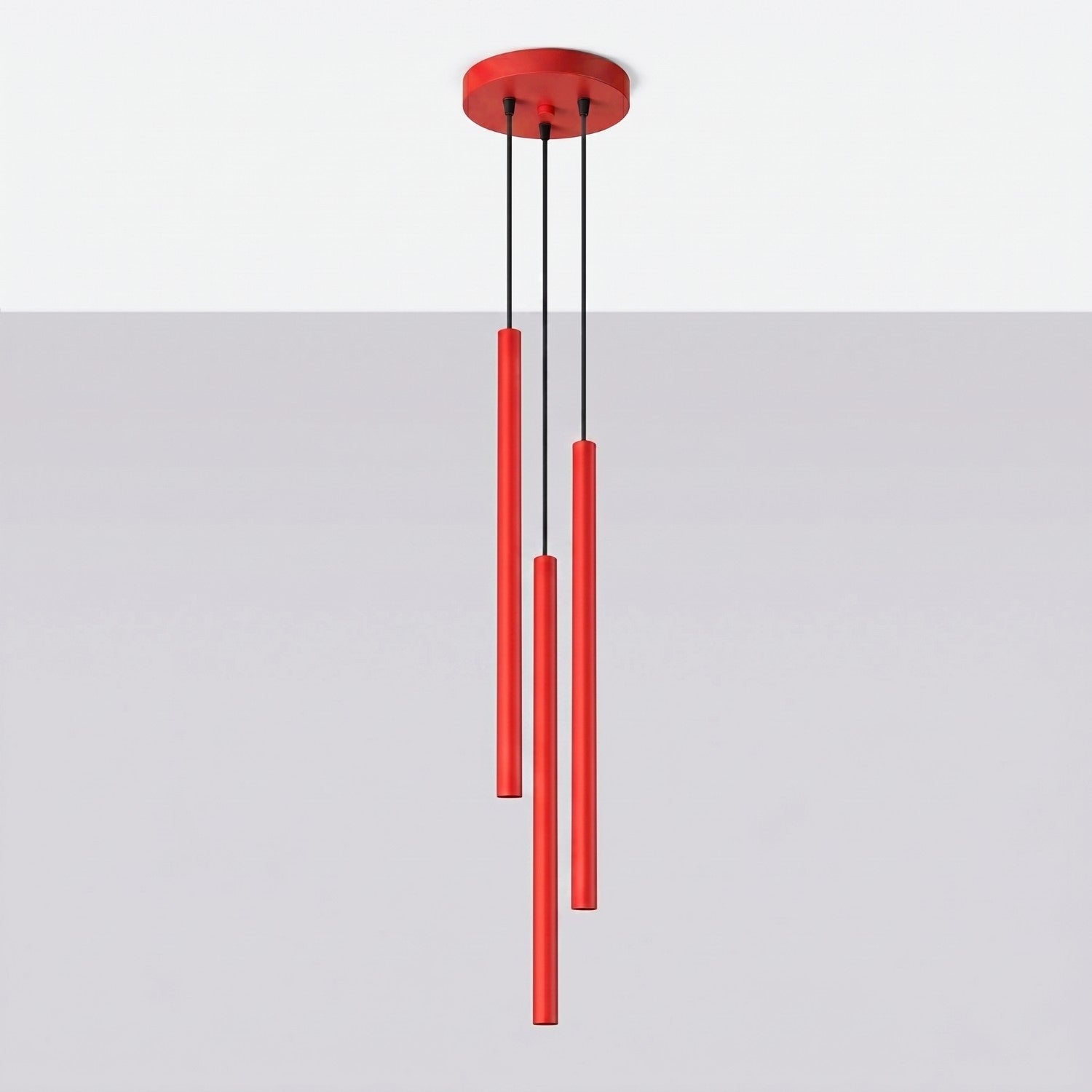 Suspension Pastelo 3 en grappe tubes fins rouge G9, vue 2