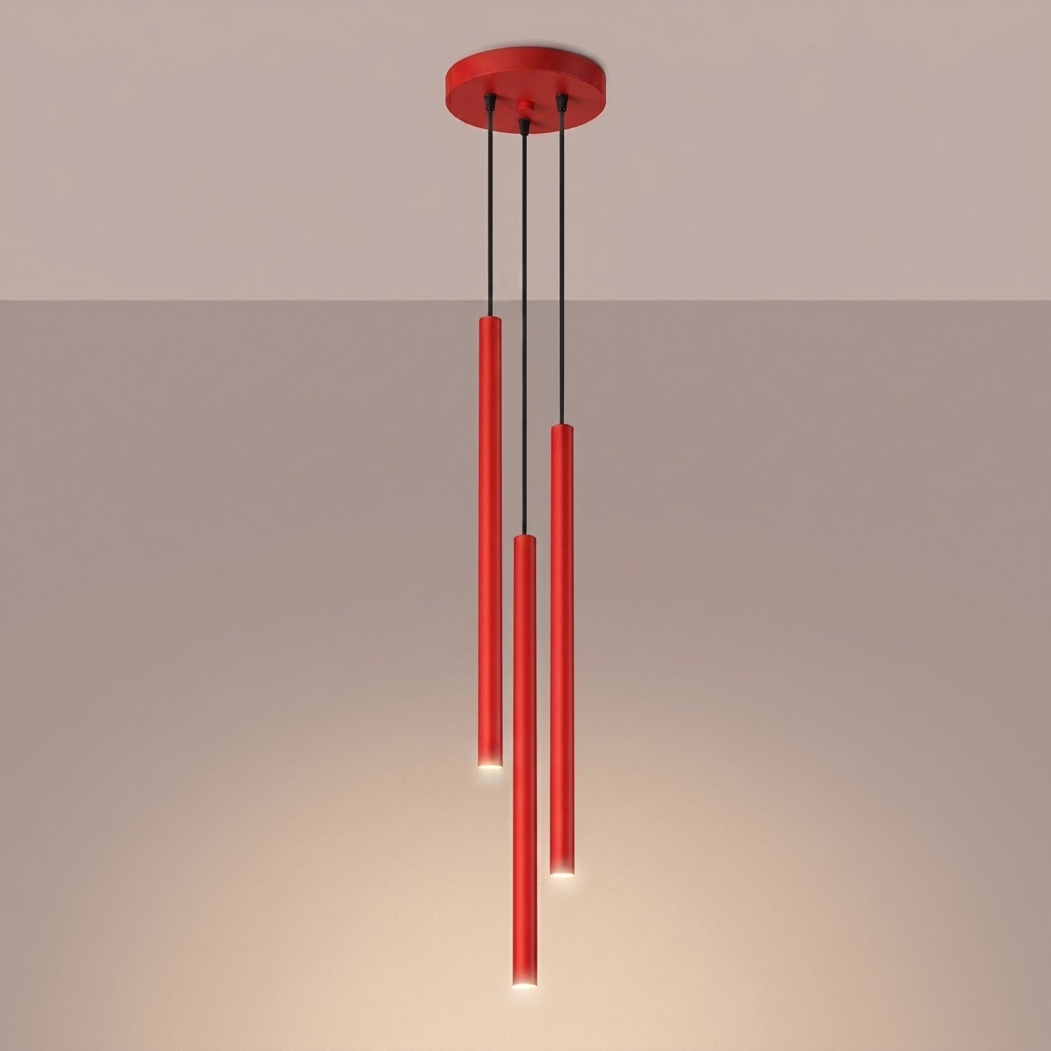 Suspension Pastelo 3 en grappe tubes fins rouge G9, vue 3
