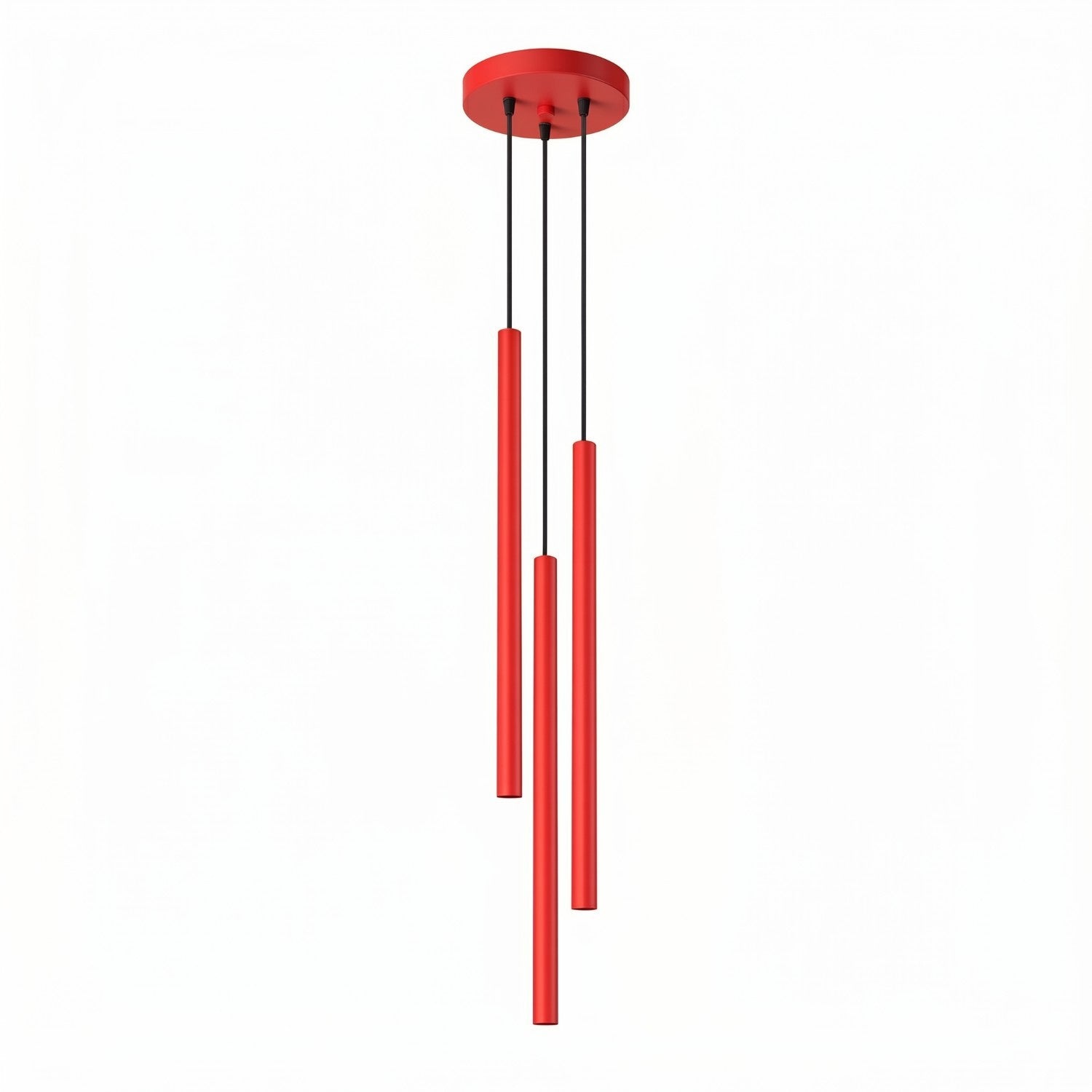 Suspension Pastelo 3 en grappe tubes fins rouge G9