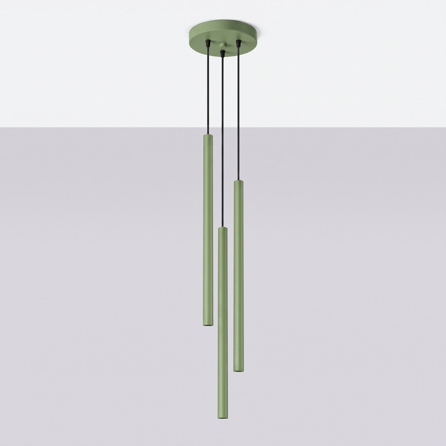Suspension Pastelo 3 en grappe tubes fins vert sauge G9, vue 2