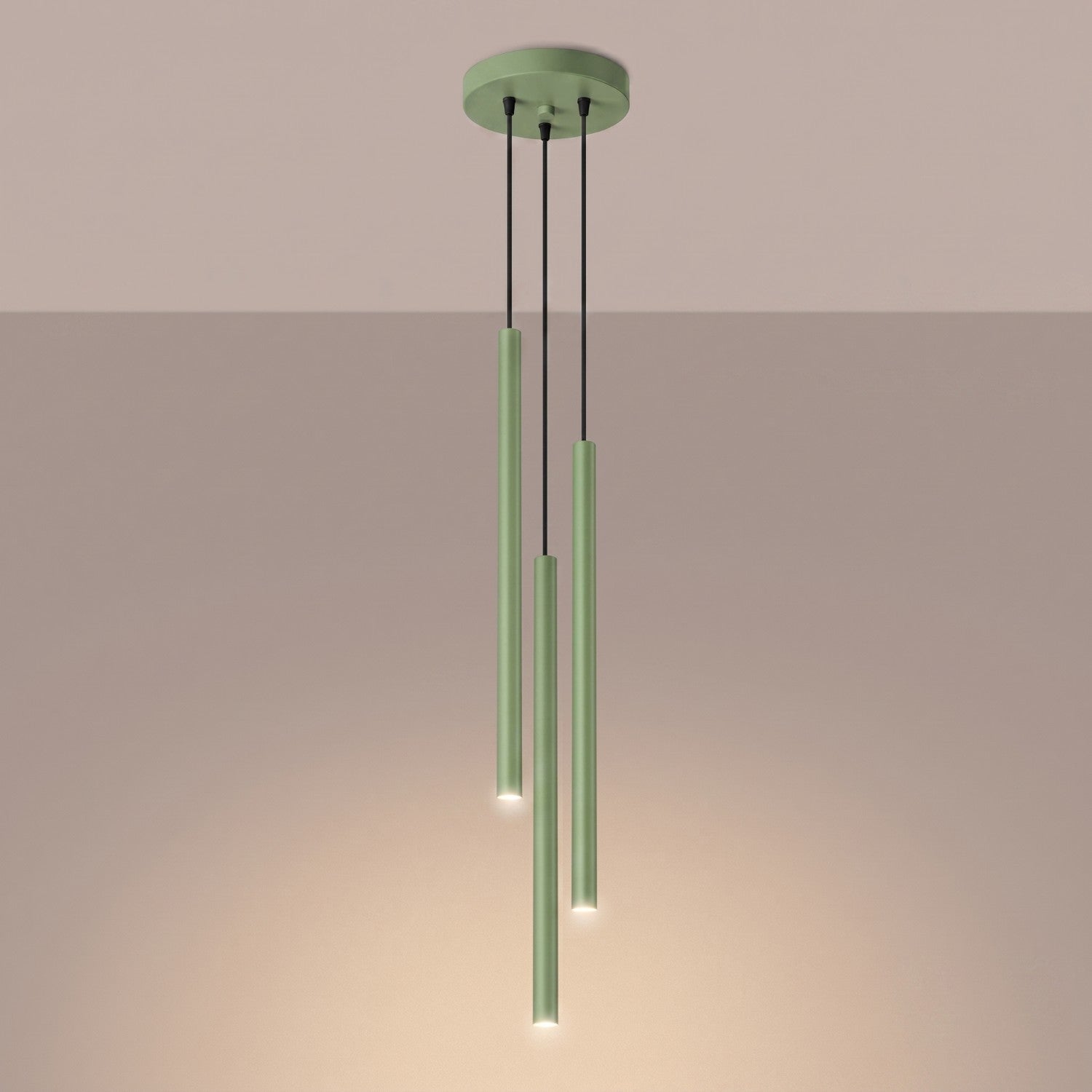 Suspension Pastelo 3 en grappe tubes fins vert sauge G9, vue 3