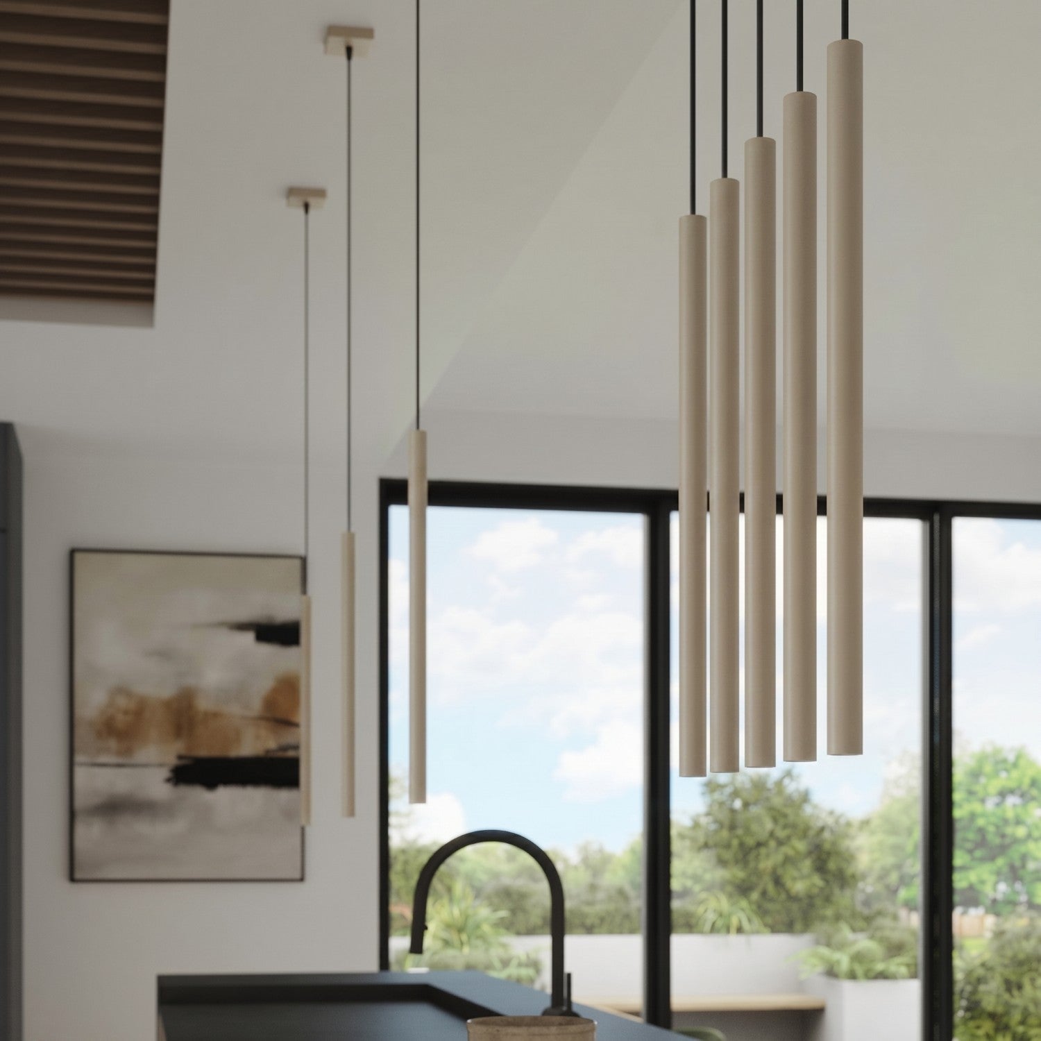 Suspension Pastelo 3 en grappe tubes fins taupe G9, vue 15