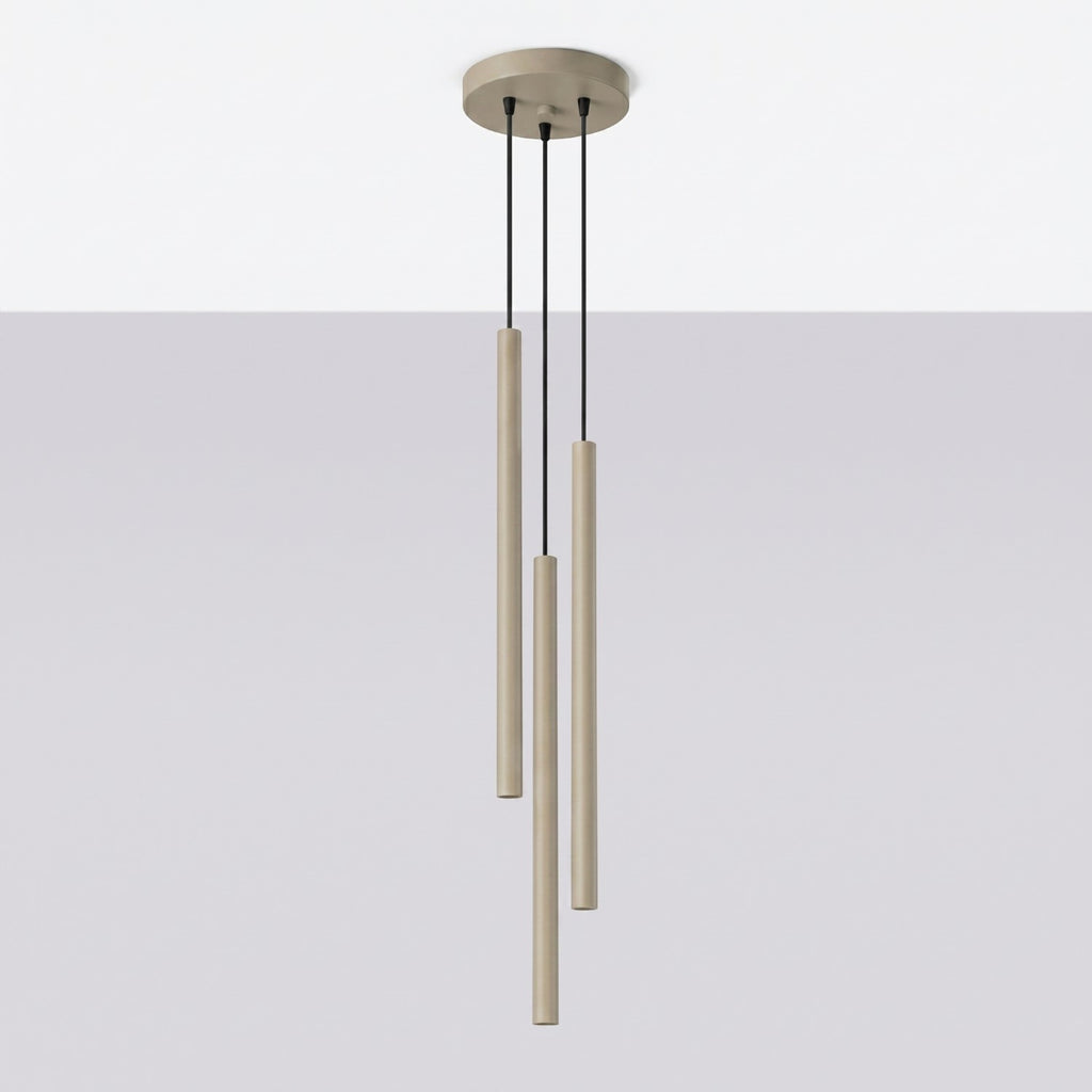 Suspension Pastelo 3 en grappe tubes fins taupe G9, vue 2
