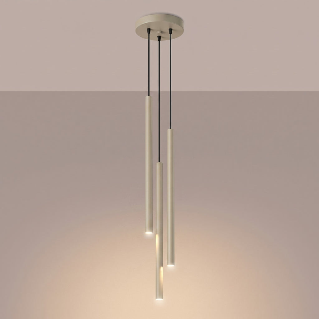 Suspension Pastelo 3 en grappe tubes fins taupe G9, vue 3