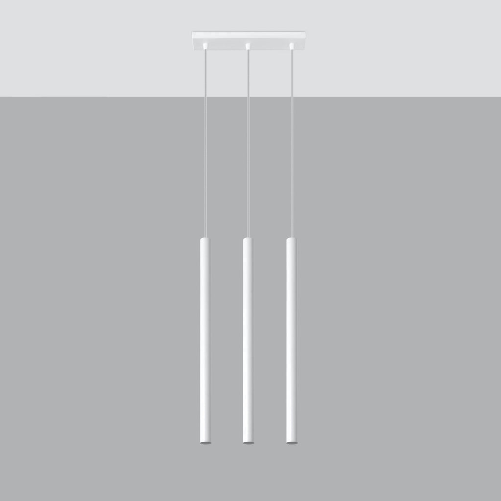 Suspension Pastelo 3 en ligne acier blanc G9, vue de profil