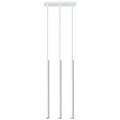 Suspension Pastelo 3 en ligne, trois fins tubes verticaux en acier blanc