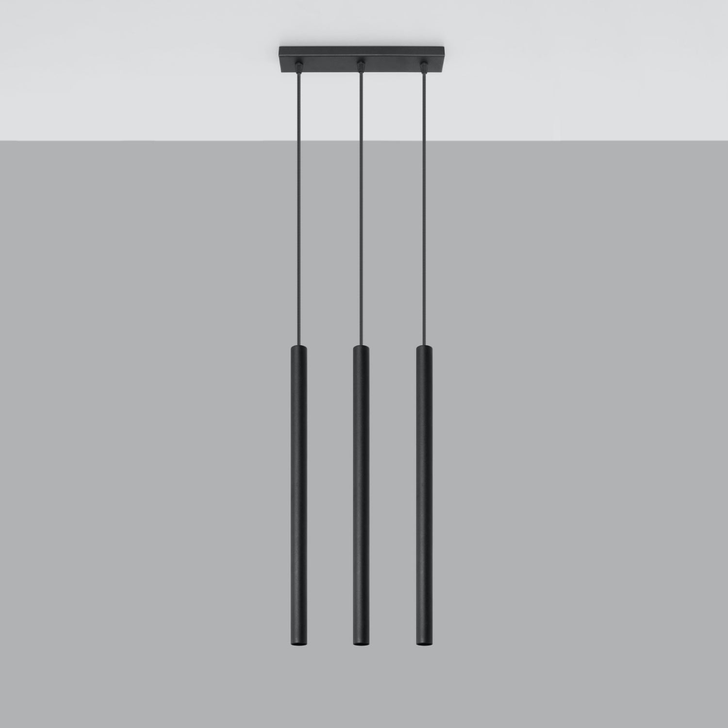 Suspension Pastelo 3 en ligne acier noir G9, vue de profil