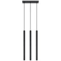 Suspension Pastelo 3 en ligne, trois fins tubes verticaux en acier noir