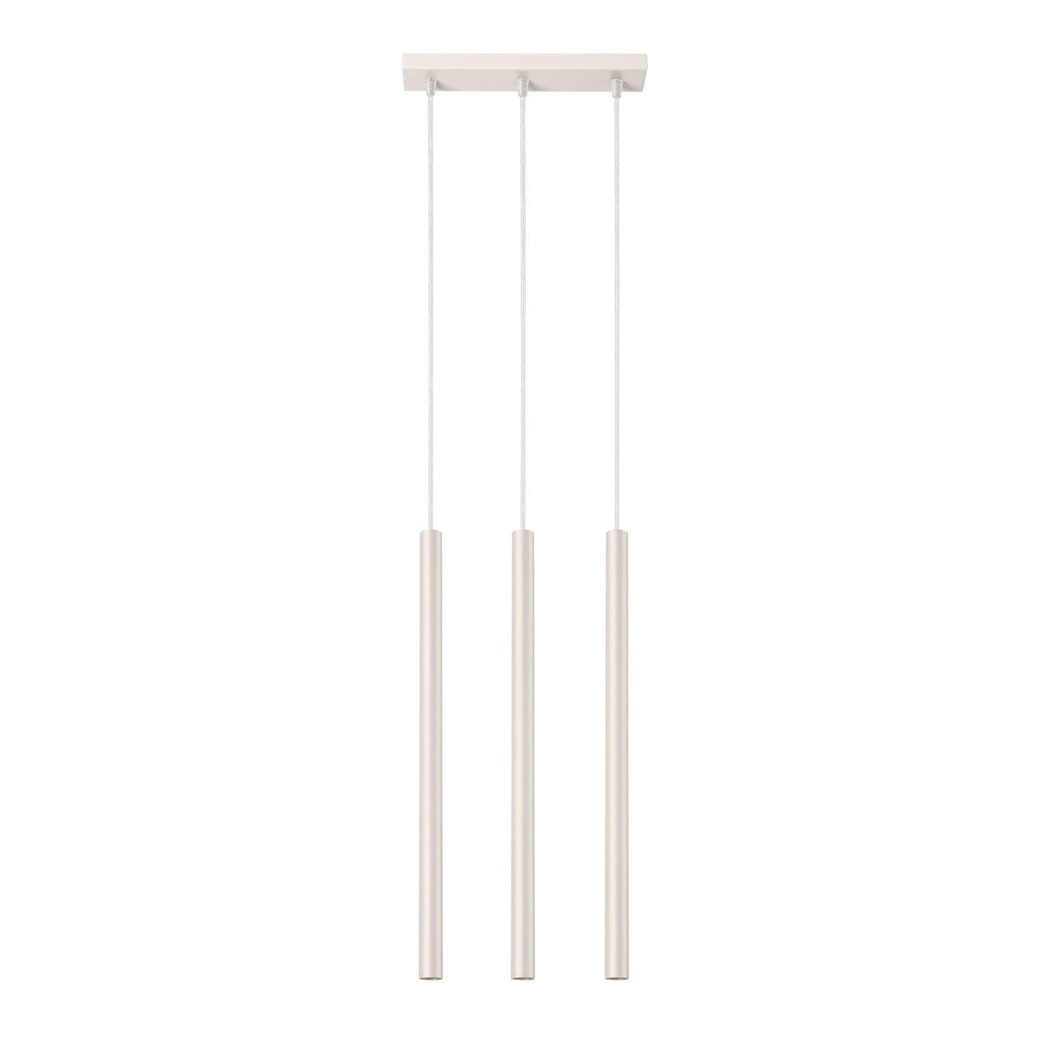 Suspension Pastelo 3 en ligne tubes fins beige G9, fin tube effilé en acier laqué