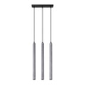 Suspension Pastelo 3 en ligne tubes fins béton gris G9, trois fins tubes de béton gris brut en ligne sous une barre