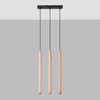 Suspension Pastelo 3 en ligne tubes fins bois G9 de profil