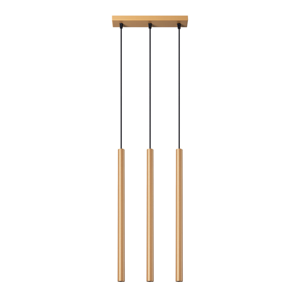 Suspension Pastelo 3 en ligne tubes fins doré G9