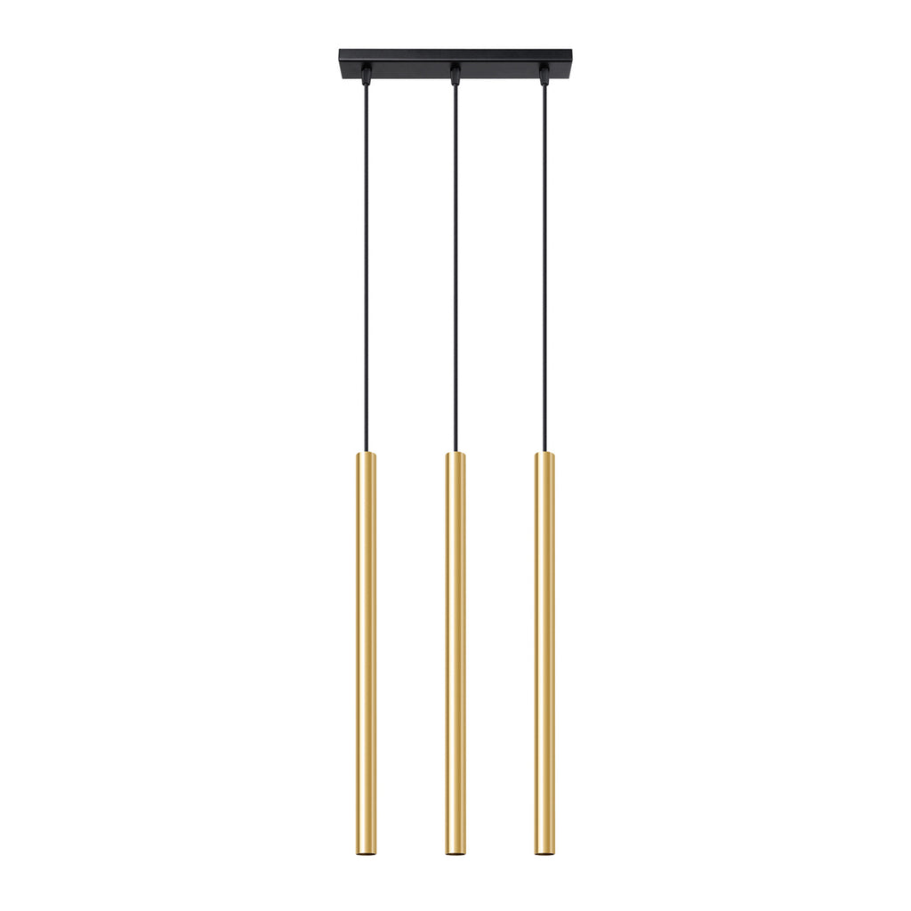 Suspension Pastelo 3 en ligne tubes fins doré poli G9
