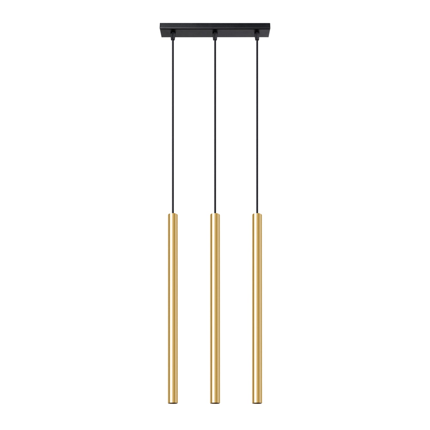 Suspension Pastelo 3 en ligne tubes fins doré poli G9