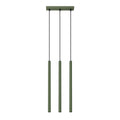 Suspension Pastelo 3 en ligne tubes fins vert olive G9, fin tube effilé en acier laqué