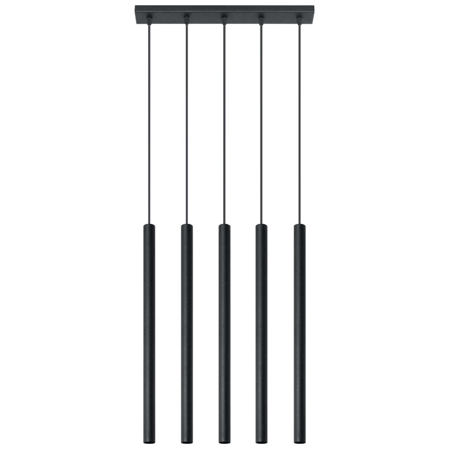 Suspension Pastelo 5, cinq fins tubes verticaux en acier noir