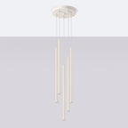 Suspension Pastelo 5 en grappe tubes fins beige G9 de profil
