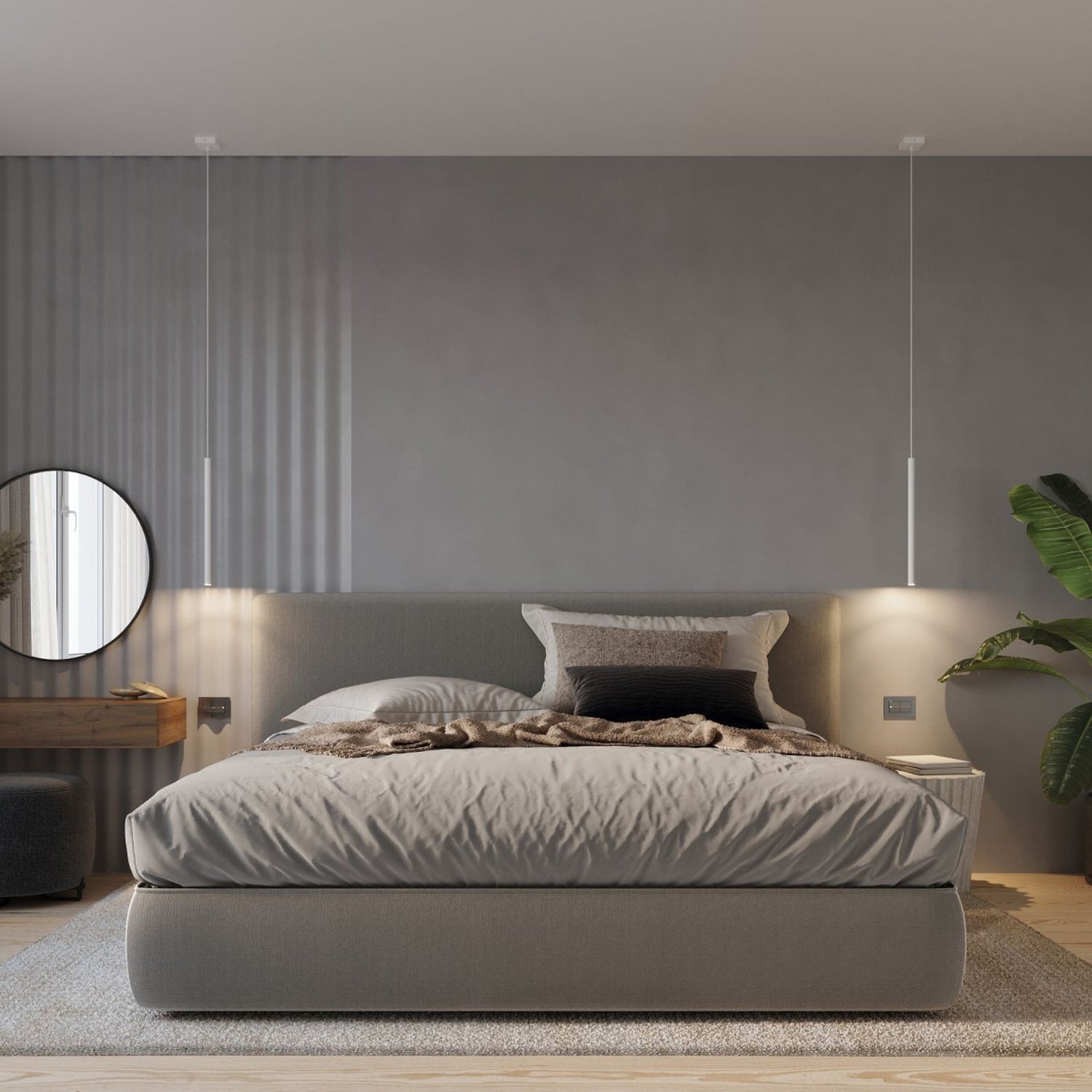 Suspension Pastelo 5 en grappe tubes fins blanc G9, ambiance contemporaine
