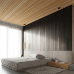 Suspension Pastelo 5 en grappe tubes fins bois G9 en situation dans un intérieur