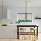 Suspension Pastelo 5 en grappe tubes fins doré G9, ambiance contemporaine
