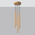 Suspension Pastelo 5 en grappe tubes fins doré G9 de profil