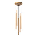 Suspension Pastelo 5 en grappe tubes fins doré G9