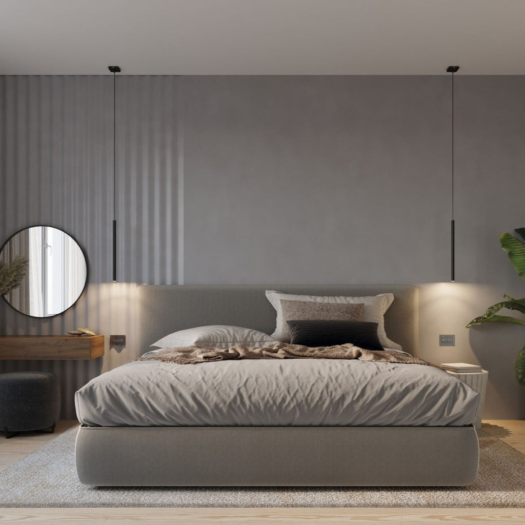 Suspension Pastelo 5 en grappe tubes fins noir G9, ambiance contemporaine