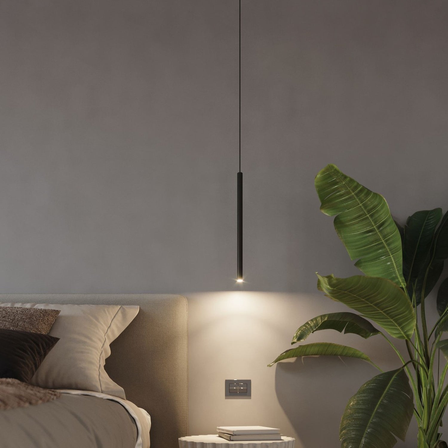 Suspension Pastelo 5 en grappe tubes fins noir G9 en ambiance