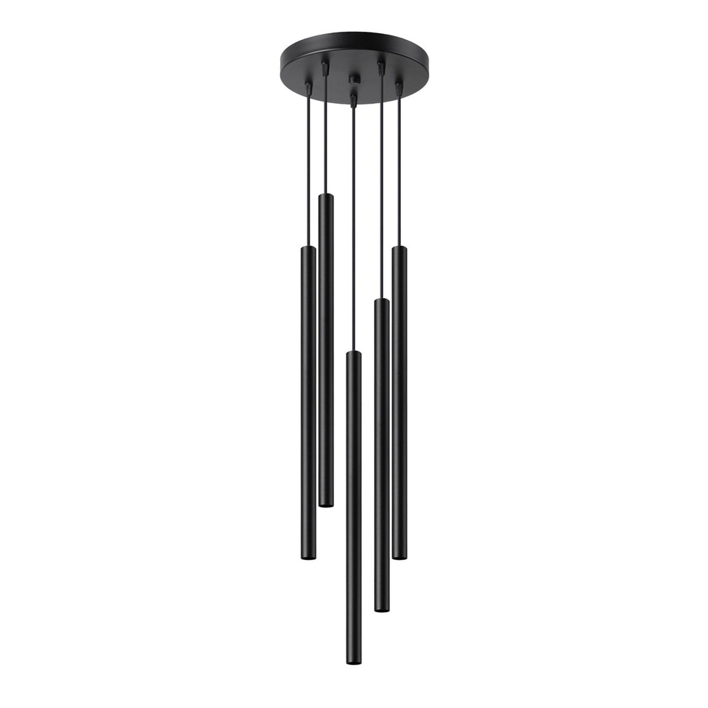 Suspension Pastelo 5 en grappe tubes fins noir G9