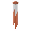 Suspension Pastelo 5 en grappe tubes fins rouge ocre G9, fin tube effilé en acier laqué
