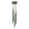 Suspension Pastelo 5 en grappe tubes fins vert olive G9, fin tube effilé en acier laqué