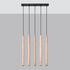 Suspension Pastelo 5 en ligne tubes fins bois G9 de profil