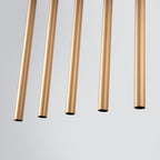 Suspension Pastelo 5 en ligne tubes fins doré G9, détail du tube fin