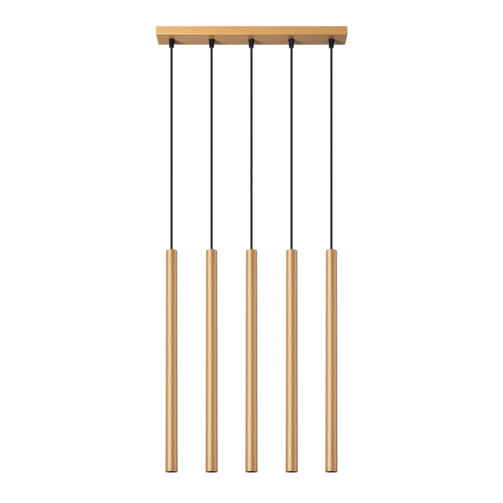 Suspension Pastelo 5 en ligne tubes fins doré G9