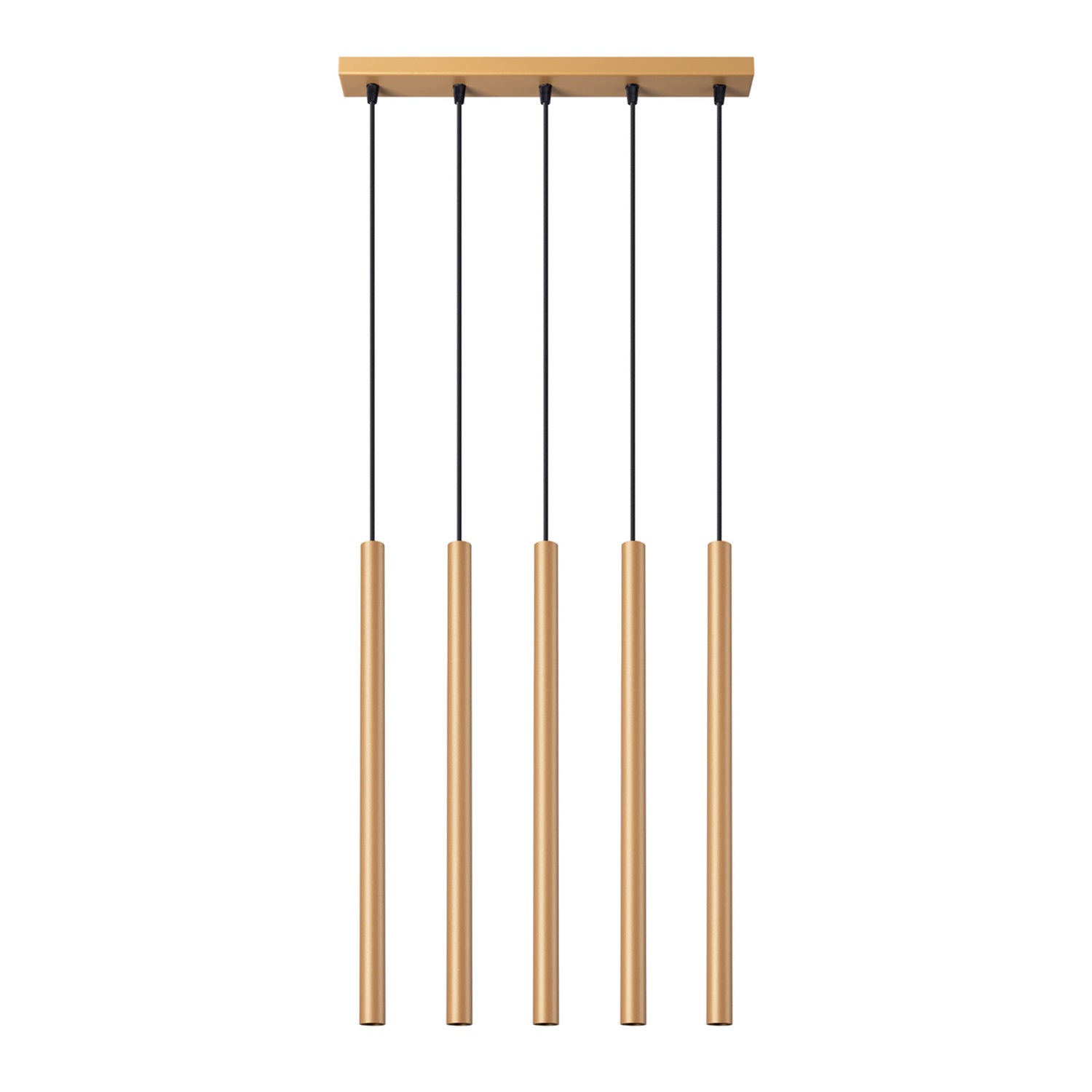 Suspension Pastelo 5 en ligne tubes fins doré G9