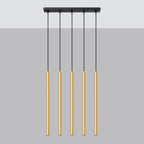 Suspension Pastelo 5 en ligne tubes fins doré poli G9 de profil