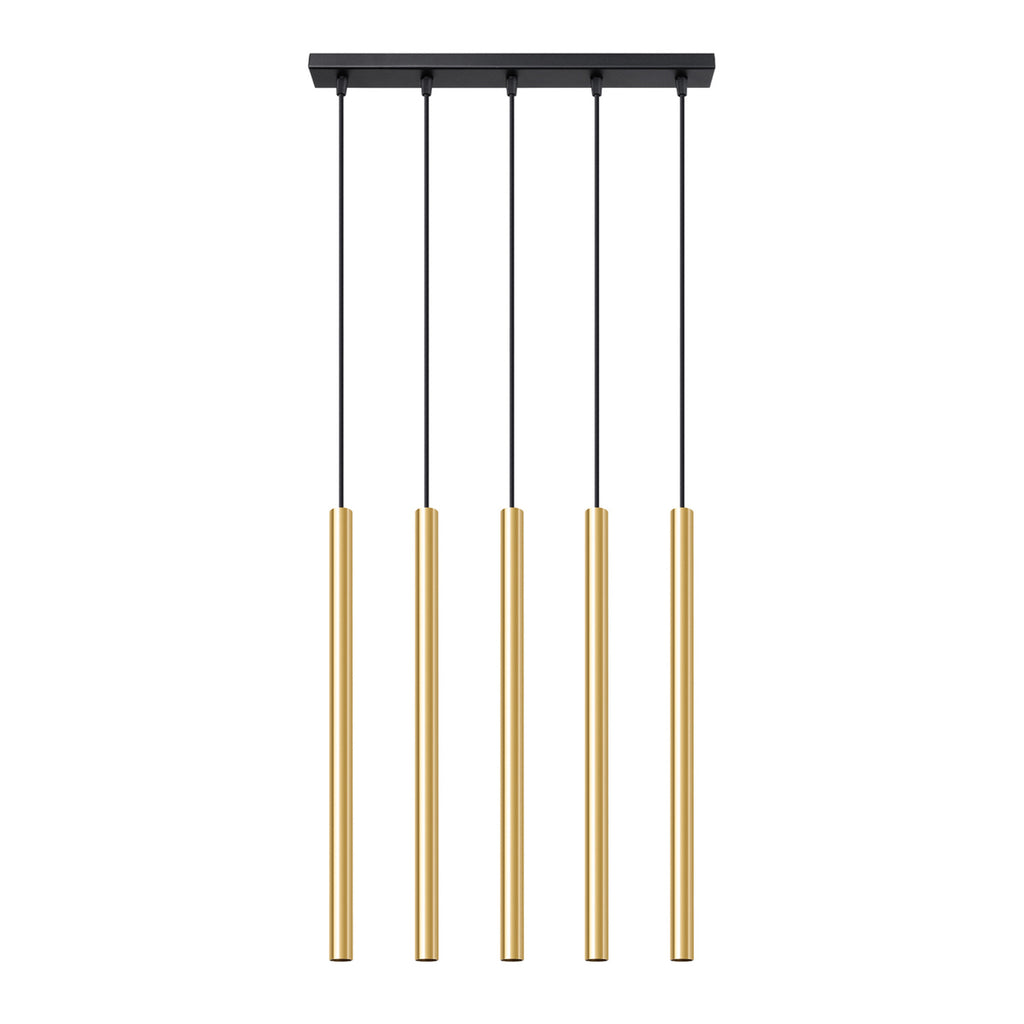Suspension Pastelo 5 en ligne tubes fins doré poli G9