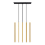 Suspension Pastelo 5 en ligne tubes fins doré poli G9