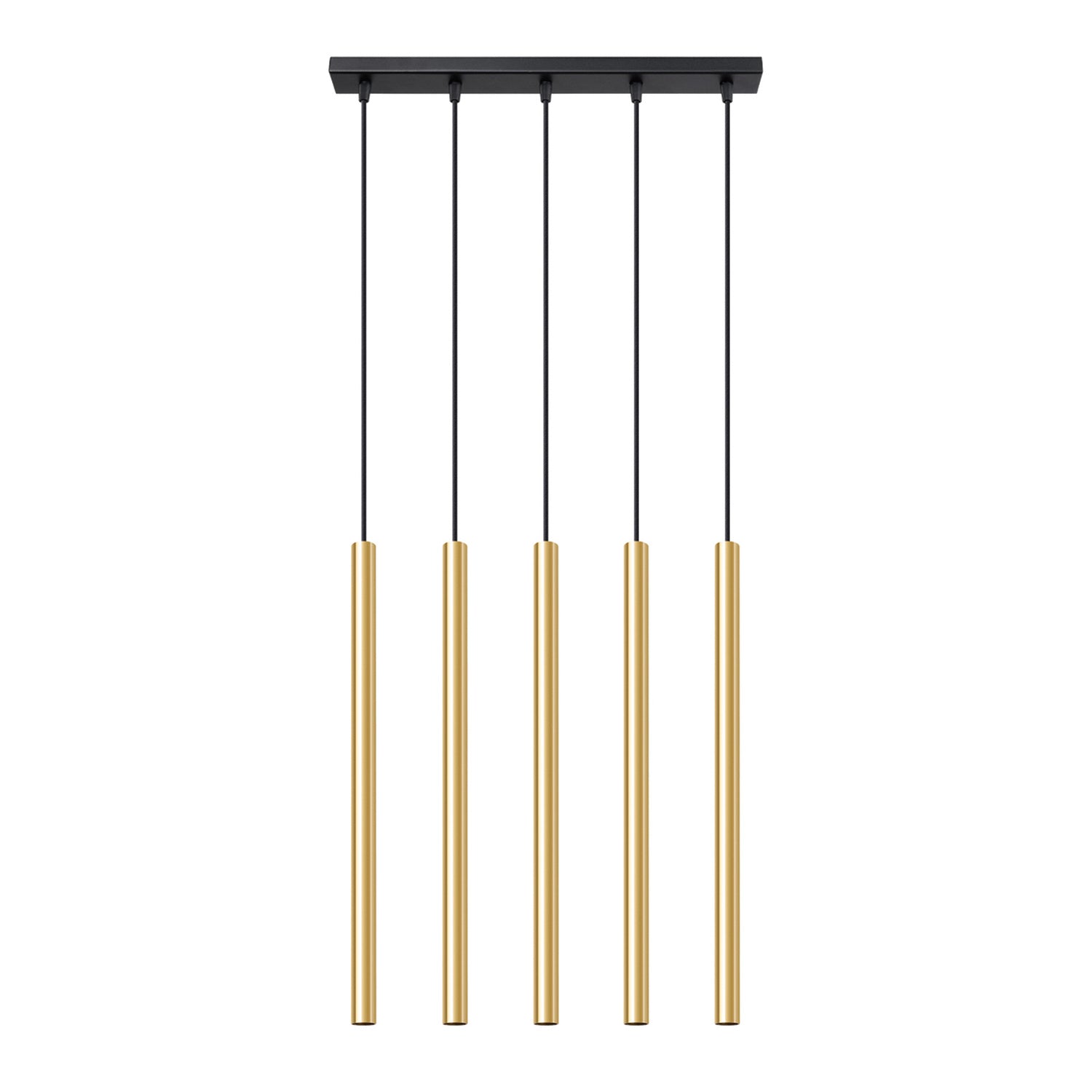 Suspension Pastelo 5 en ligne tubes fins doré poli G9