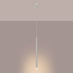 Suspension Pastelo tube fin beige G9 allumé