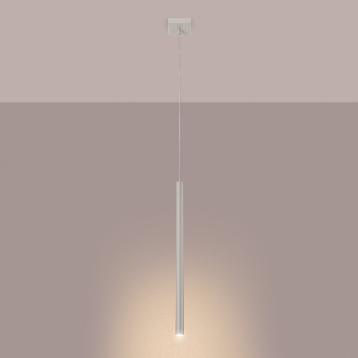 Suspension Pastelo tube fin beige G9 allumé