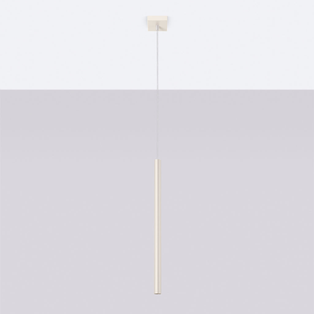 Suspension Pastelo tube fin beige G9 de profil