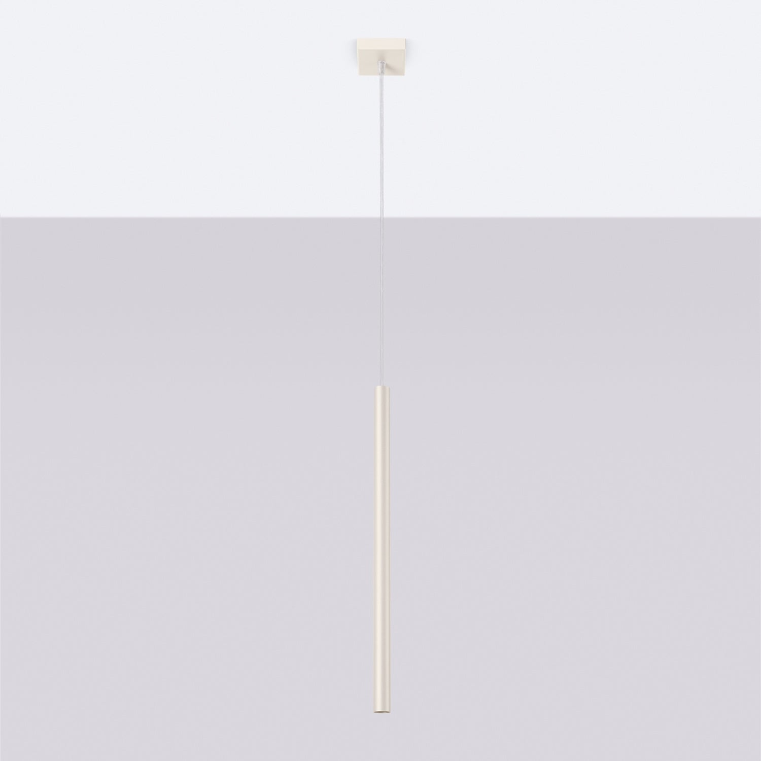 Suspension Pastelo tube fin beige G9 de profil