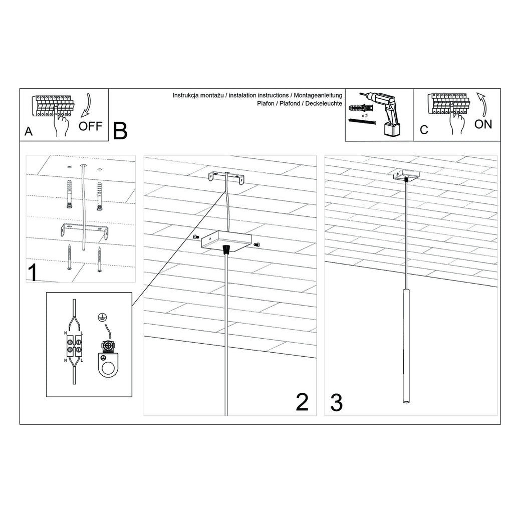Notice de montage : Suspension Pastelo tube fin beige G9