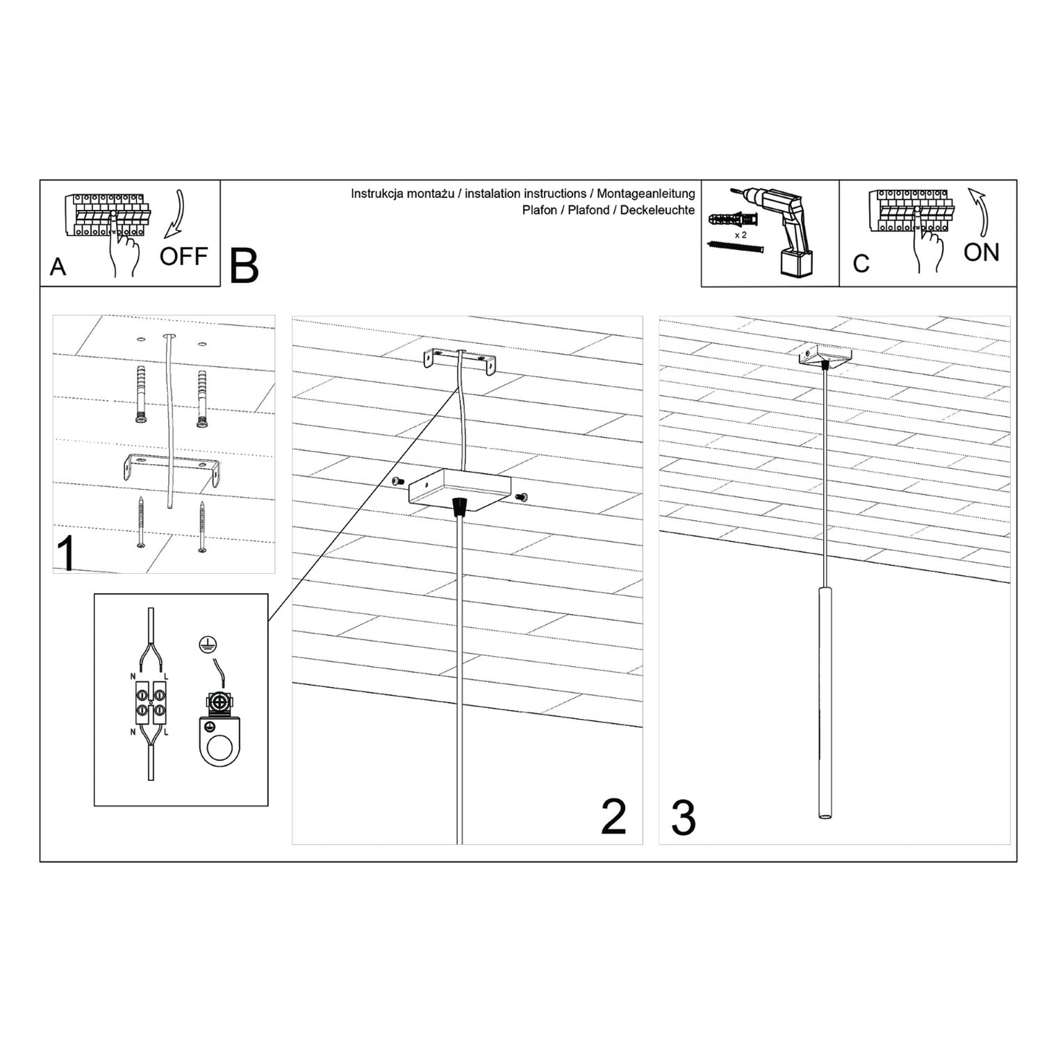 Notice de montage : Suspension Pastelo tube fin beige G9