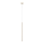 Suspension Pastelo tube fin beige G9, fin tube effilé en acier laqué